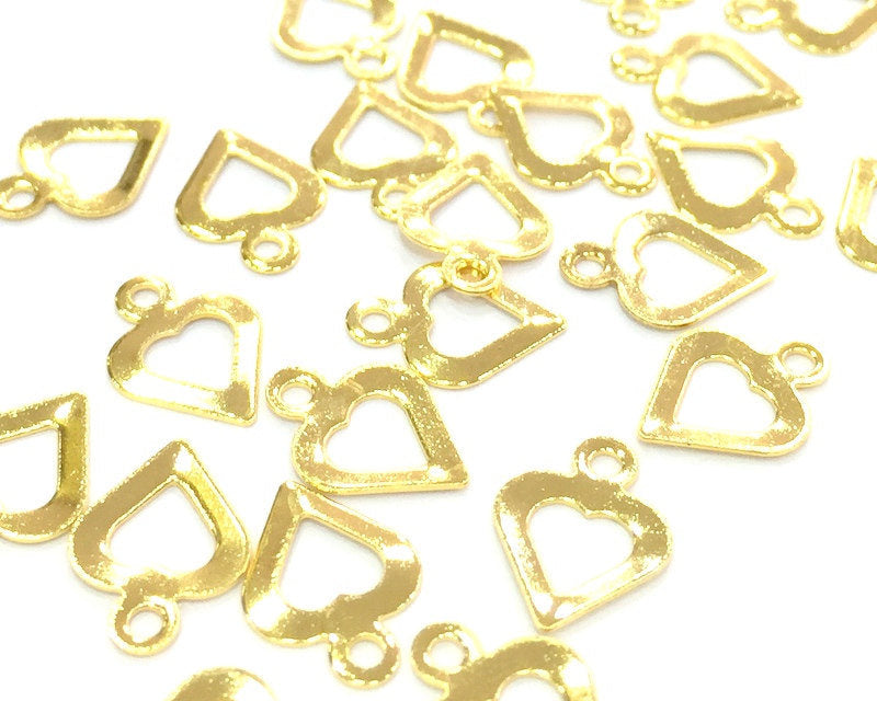 20 Pcs  Gold Plated Brass Heart Charms (11x8mm)  G4530