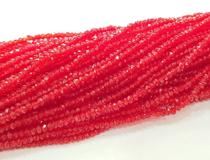Red Rondelle Faceted Glass Beads 2,5x2 mm 1 Strand approx 40 cm ( approx 15 inch-  approx 190 Pcs) G8106