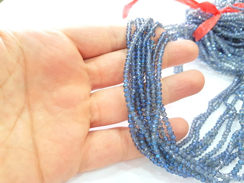Sapphire Blue Glass Rondelle Faceted Beads 3 mm 1 Strand approx 38 cm ( approx 14,5 inch- approx 150 Pcs) G8107