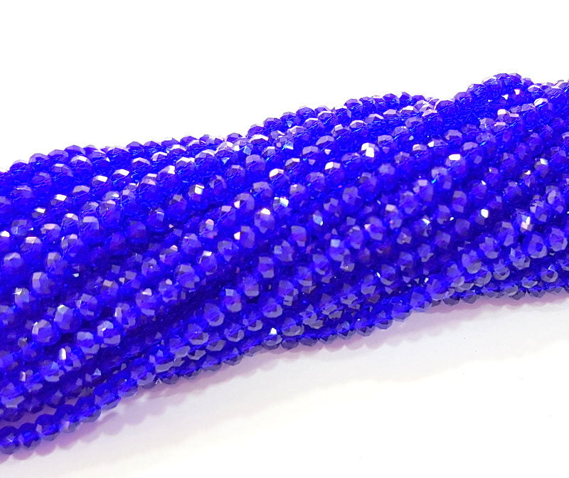 Navy Blue Glass Rondelle Faceted Beads 3 mm 1 Strand approx 38 cm ( approx 14,5 inch- approx 150 Pcs) G8109