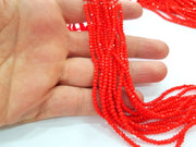 Red Rondelle Faceted Glass Beads 2,5x2 mm 1 Strand approx 40 cm ( approx 15 inch-  approx 190 Pcs) G8111