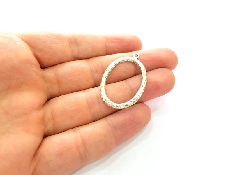 4 Silver Charms Antique Silver Plated Pendant (37x25mm) G8117