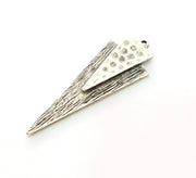 2 Silver Hammered Triangle Pendant Antique Silver Plated Pendants (58x21mm)  G8688