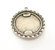 Silver Pendant Blank Bezel Base Setting Necklace Blank Mountings Antique Silver Plated  (35mm) G8126