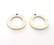 5 Silver Circle Pendant Charms Antique Silver Plated Charms (23mm) G13721