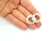 5 Silver Circle Pendant Charms Antique Silver Plated Charms (23mm) G13721