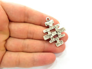 2 Silver Charms Antique Silver Plated Charms (39x32mm)  G8223