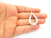 5 Silver Drop Pendant Antique Silver Plated Pendant (40x24mm) G7697