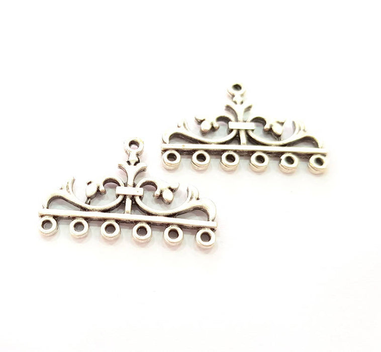 4 End Bar Antique Silver Plated Metal Findings (32x22mm) G8146