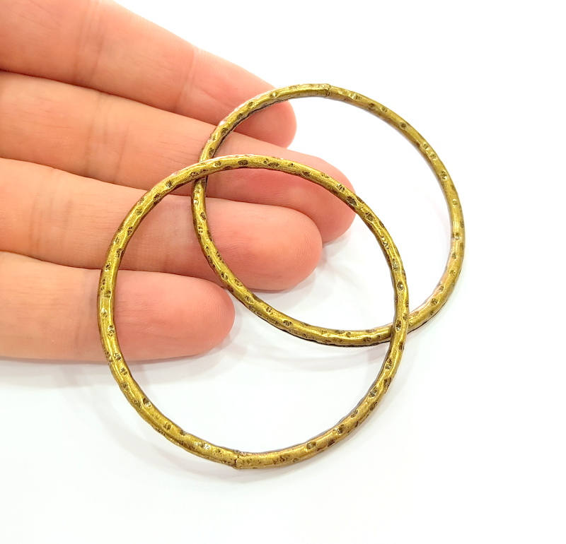 2 Antique Bronze Large Circle Connector Pendant (58mm) G8148