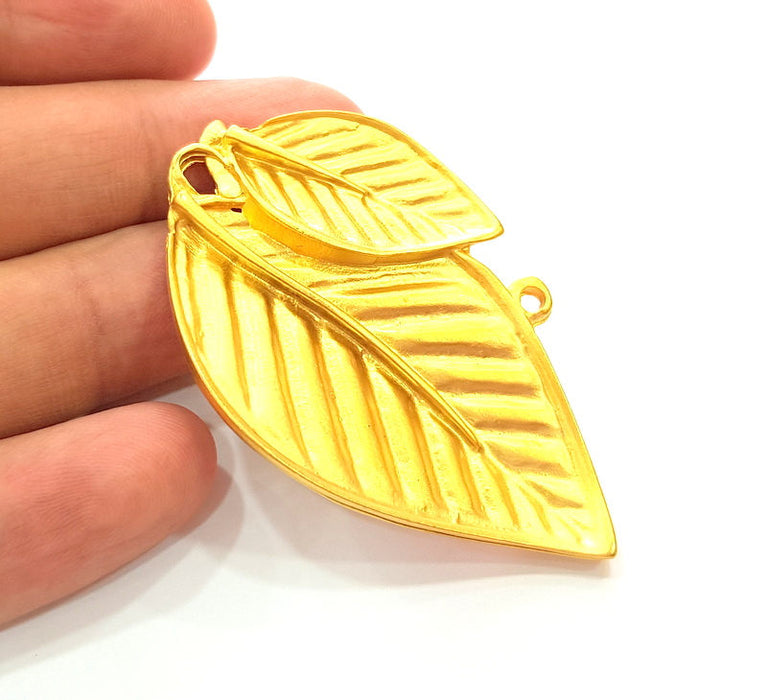 Gold Leaf Pendant Gold Plated Pendant (63x40mm)  G8149