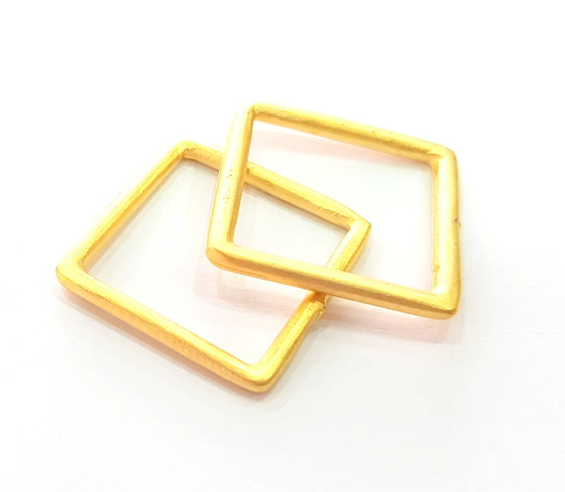 2 Gold Square Connector Pendant Gold Plated Circle (22mm) G8151