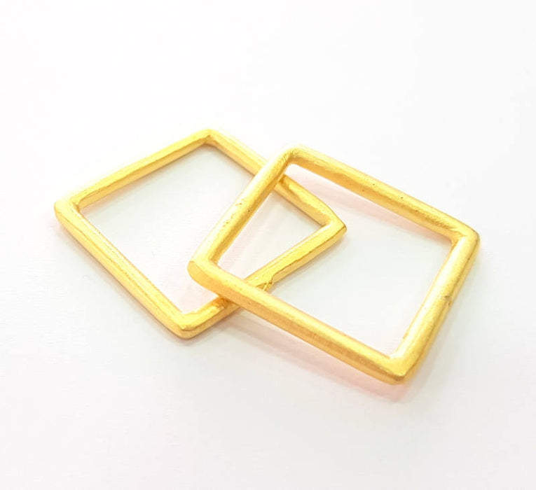 2 Gold Square Connector Pendant Gold Plated Circle (22mm) G8151