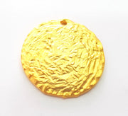 2 Gold Hammered Charms Gold Plated Charms (31mm)  G8152