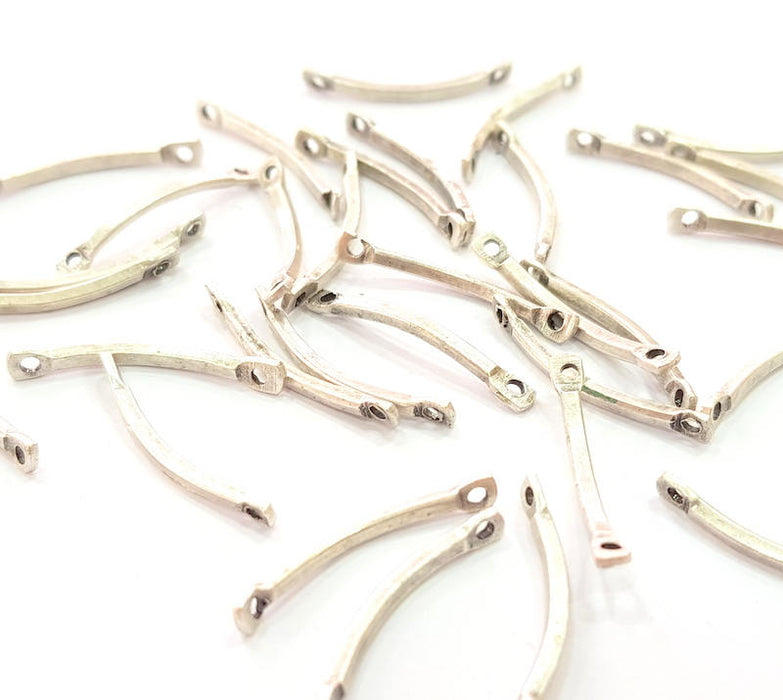 20 Silver Connector Antique Silver Bar Findings (20x1.3 mm) Antique Silver Plated Brass G8155