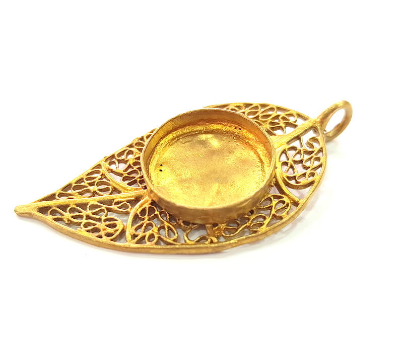 Raw Brass Pendant Blank Bezel Settings Base Blank Mountings Necklace Blank Cabochon Base Resin Blank (20mm blank) G8156