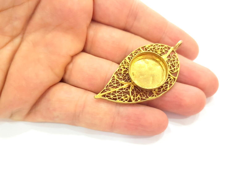 Raw Brass Pendant Blank Bezel Settings Base Blank Mountings Necklace Blank Cabochon Base Resin Blank (20mm blank) G8156