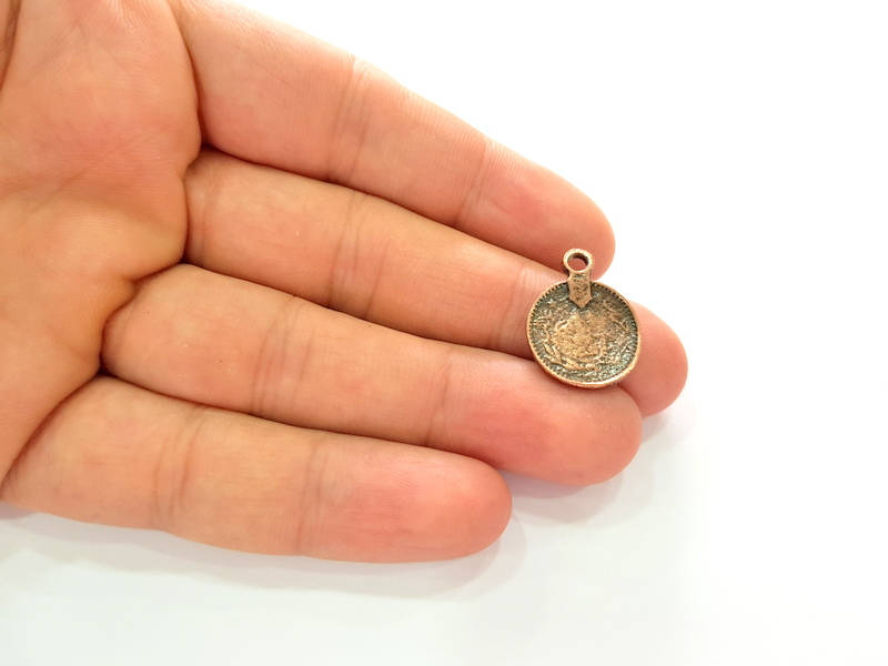 10 Antique Copper Ottoman Signature Charm Antique Copper Plated Charm (16mm) G8164