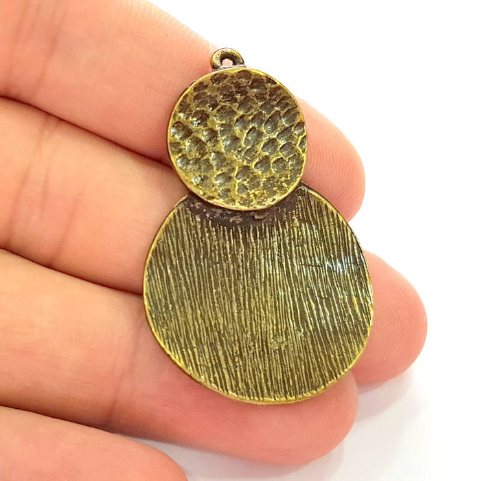 Antique Bronze Hammered Pendant (50x34mm) G8174