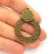 2 Antique Bronze Hammered Charms (46x32mm) G8175