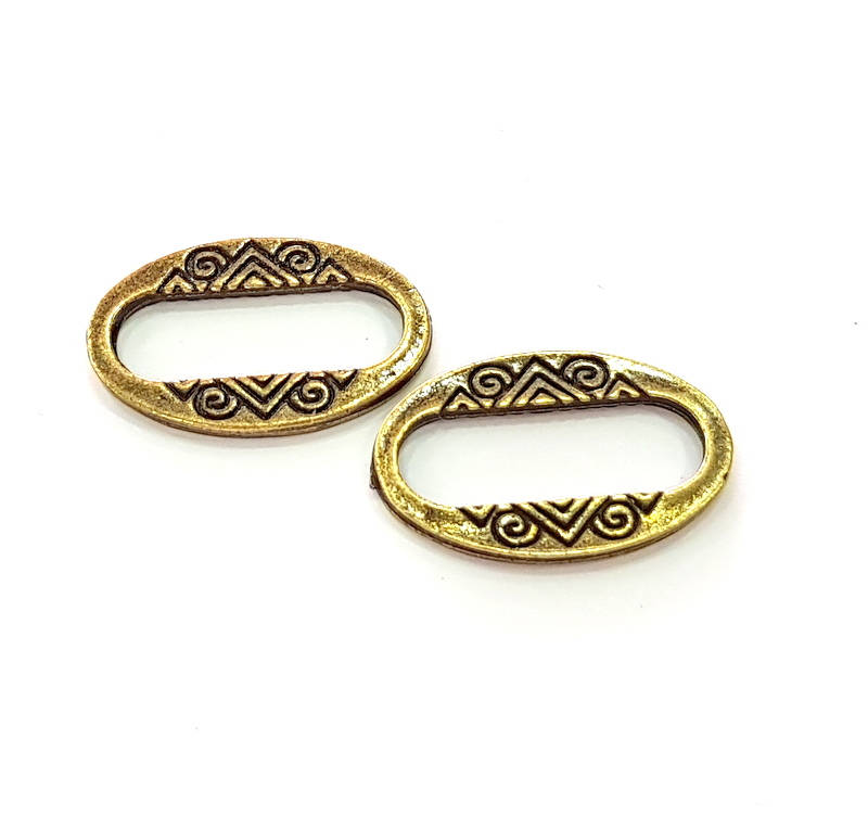 10 Antique Bronze Circle Connector Pendant (20x13mm) G8177