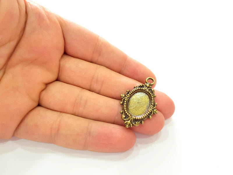 2 Antique Bronze Pendant Antique Bronze Pendant Blank (38x24mm) G8179