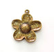 4 Antique Bronze Flower Pendant (25mm) G8189