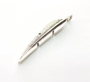 2 Silver Feather Pendant Antique Silver Plated Pendants (67x12mm)  G8424