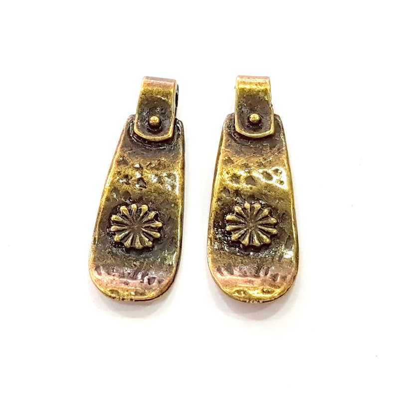 8 Antique Bronze Tribal Charm Antique Bronze Charm (28x9mm) G8427