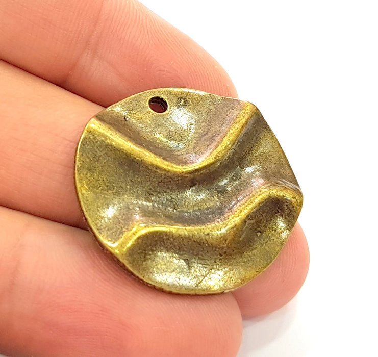 2 Antique Bronze Undulation Charm Antique Bronze Charm (30mm) G8428