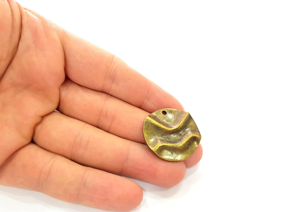 2 Antique Bronze Undulation Charm Antique Bronze Charm (30mm) G8428