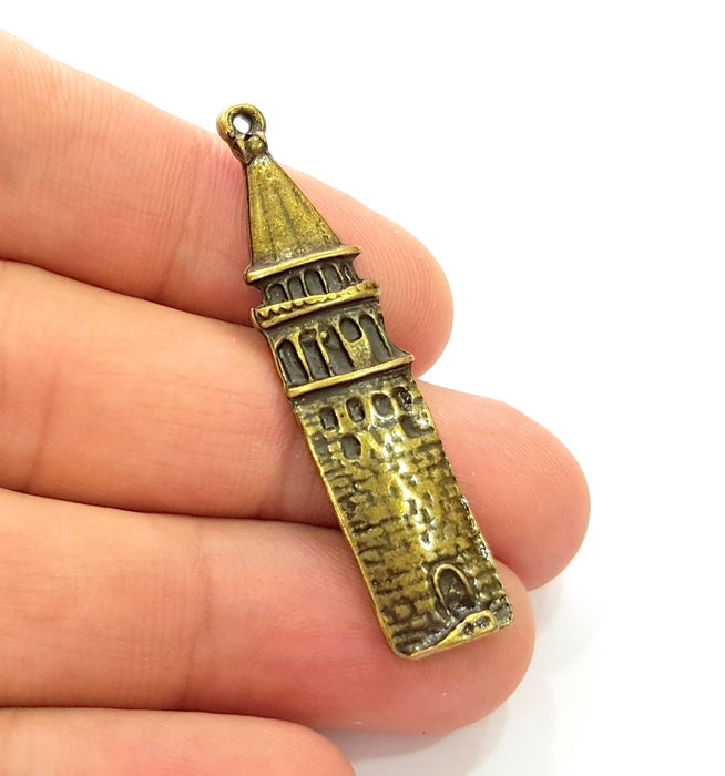 4 Antique Bronze Galata Tower Charm Antique Bronze Charm (50x11mm) G8429