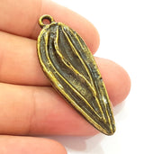 2 Antique Bronze Leaf Charm Antique Bronze Charm (47x18mm) G8434