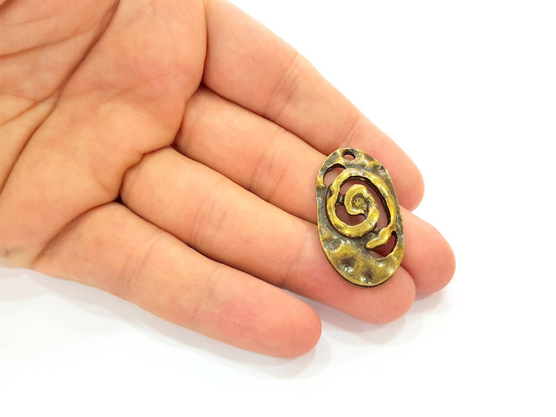 2 Antique Bronze Pendant (36x20mm) G8439