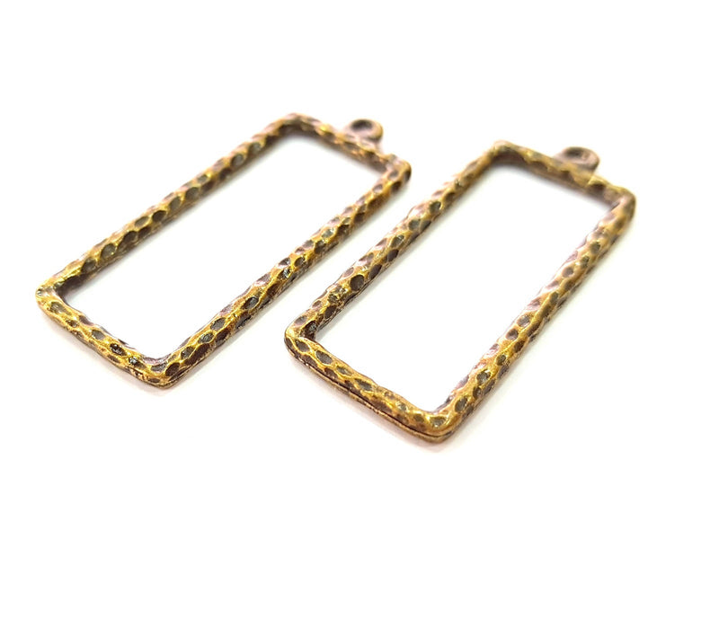 6 Antique Bronze Square Charm Antique Bronze Charm (43x17mm) G8443