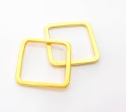 2 Gold Square Connector Pendant Gold Plated Connector (27mm) G8448