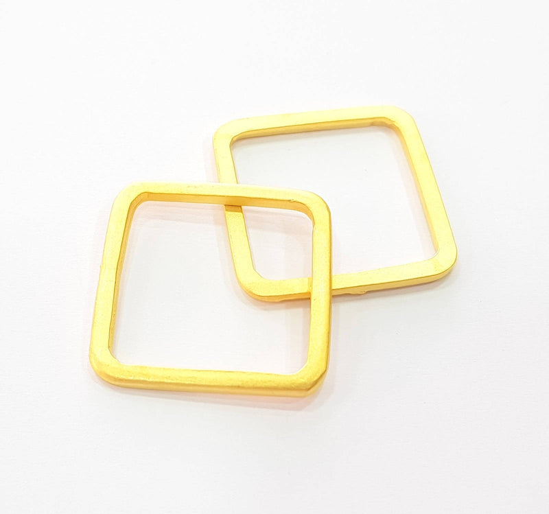 2 Gold Square Connector Pendant Gold Plated Connector (27mm) G8448