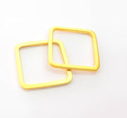 2 Gold Square Connector Pendant Gold Plated Connector (27mm) G8448