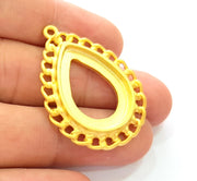 Gold Drop Pendant Gold Pendant Gold Plated Pendant Blank (41x30mm)  G8449