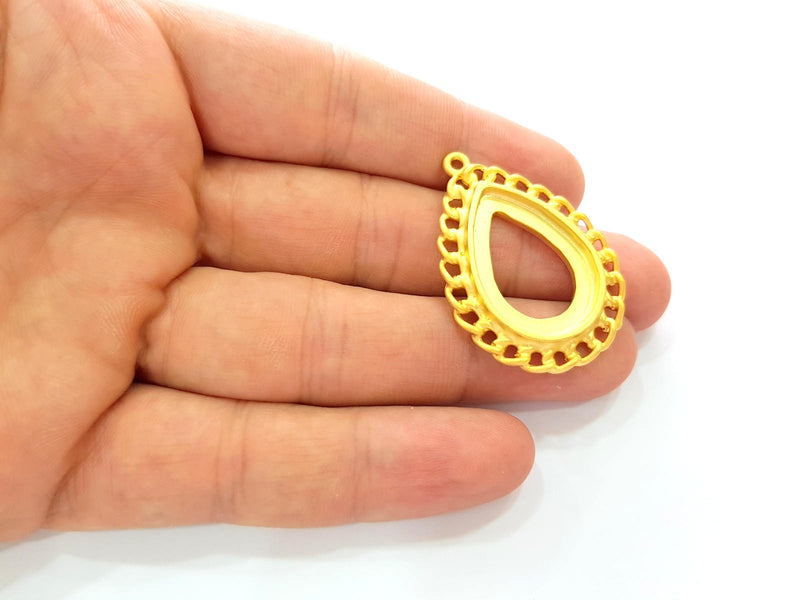 Gold Drop Pendant Gold Pendant Gold Plated Pendant Blank (41x30mm)  G8449