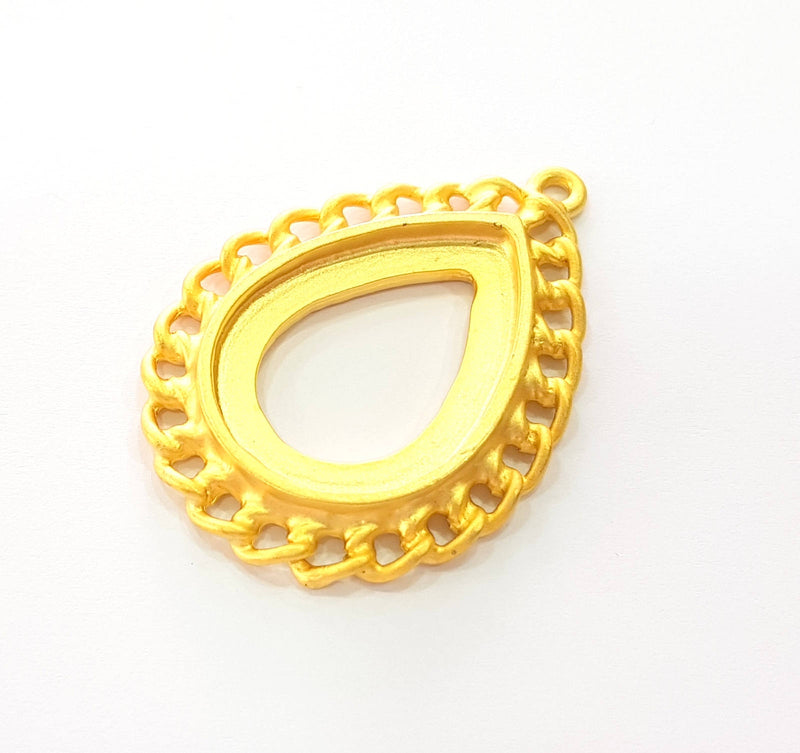 Gold Drop Pendant Gold Pendant Gold Plated Pendant Blank (41x30mm)  G8449