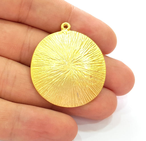 Gold Round Charms Matt   Plated Pendant (30mm)  G16299