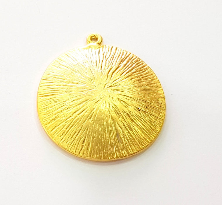 Gold Round Charms Matt   Plated Pendant (30mm)  G16299