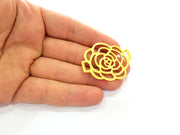 Gold Rose Connector Pendant Gold Plated Pendant (45x35mm)  G8456