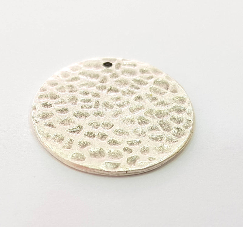 2 Antique Silver Plated Brass Charms 24mm  G13365