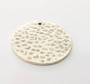 2 Antique Silver Plated Brass Charms 24mm  G13365