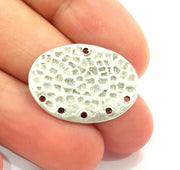 2 Silver Plated Connector Antique Silver Plated Brass Hammered Charms (27x25mm)  G8465