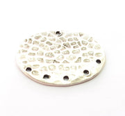2 Silver Plated Connector Antique Silver Plated Brass Hammered Charms (27x25mm)  G8465