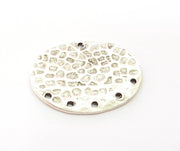 2 Silver Plated Connector Antique Silver Plated Brass Hammered Charms (27x25mm)  G8465