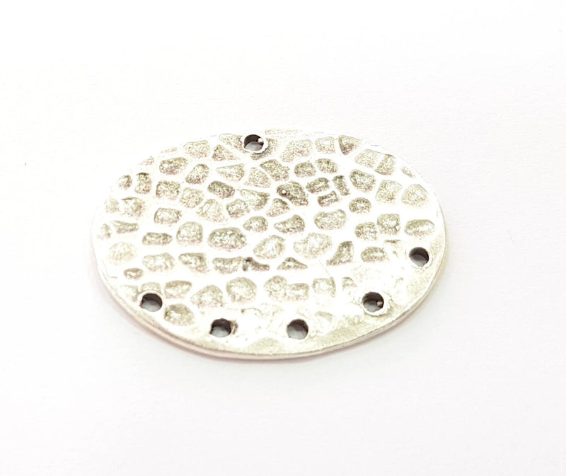 2 Silver Plated Connector Antique Silver Plated Brass Hammered Charms (27x25mm)  G8465